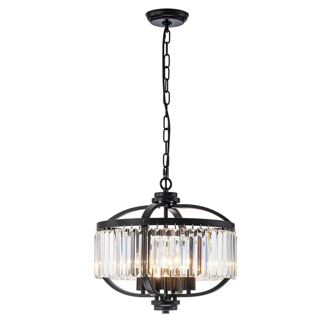 Glam 4-Light Faceted Crystal Round Cage Pendant