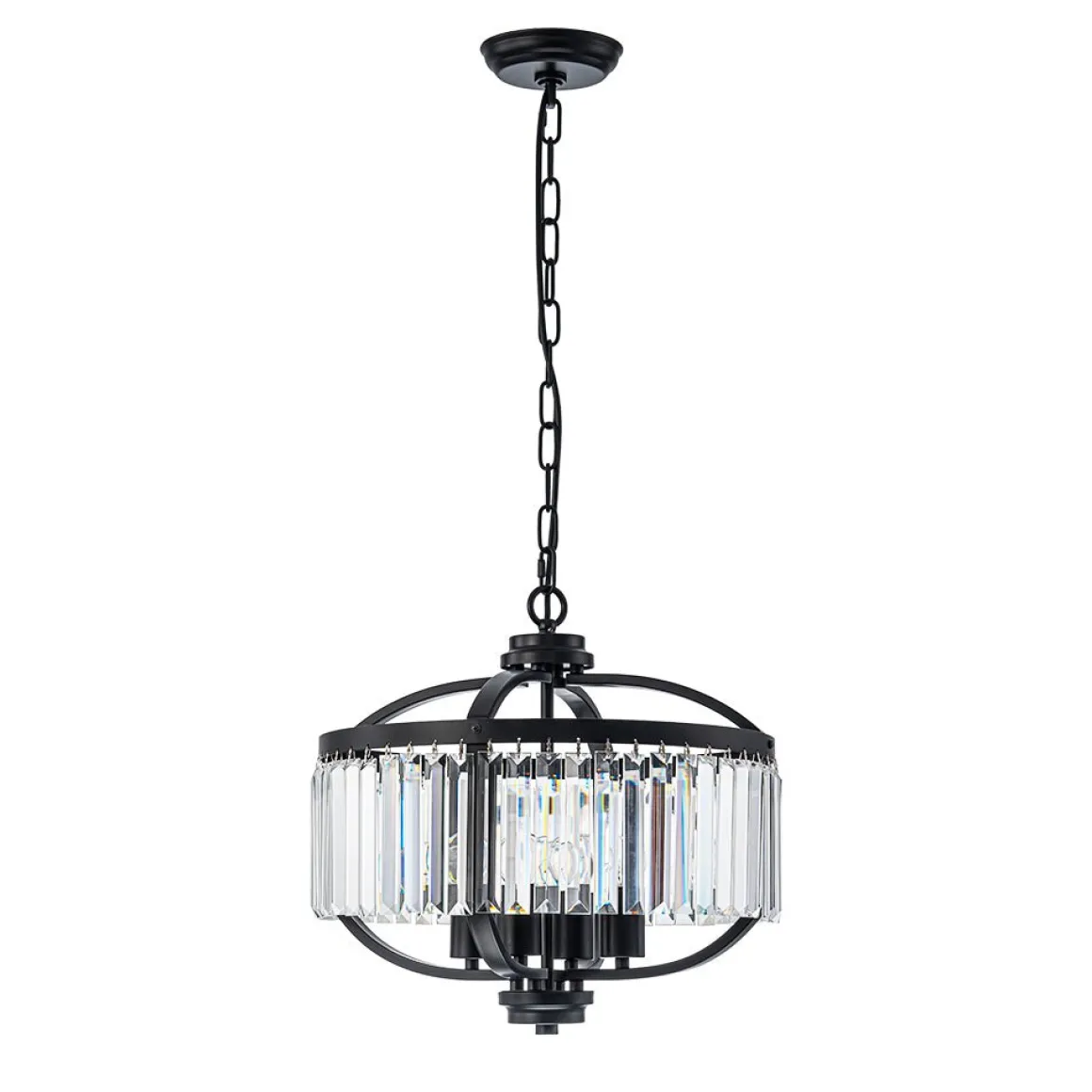 Glam 4-Light Faceted Crystal Round Cage Pendant