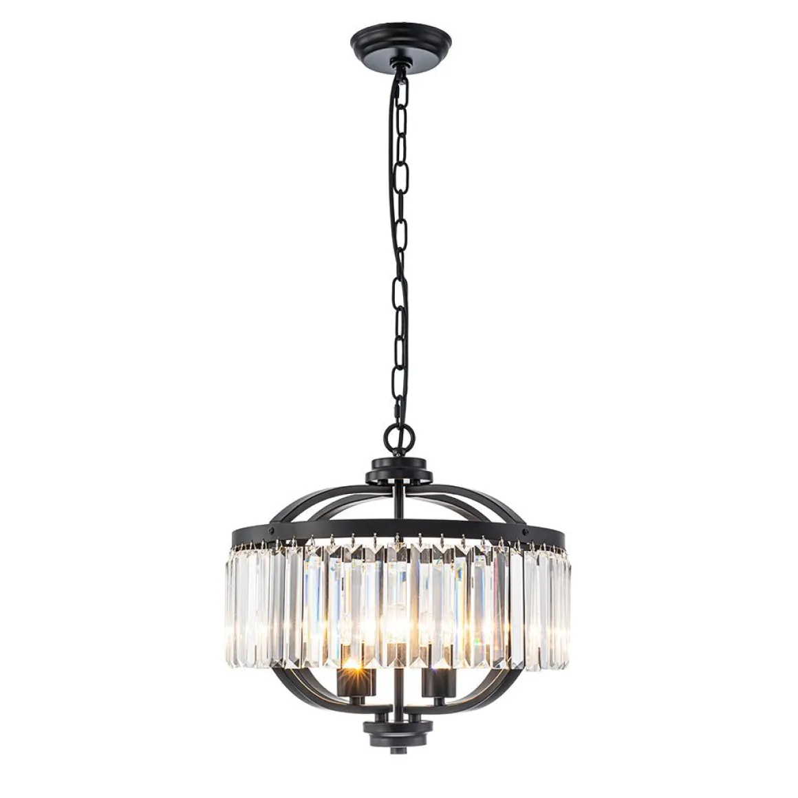 Glam 4-Light Faceted Crystal Round Cage Pendant