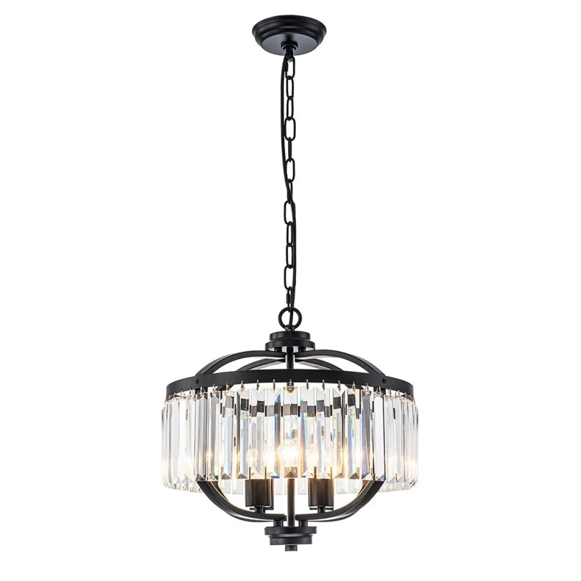 Glam 4-Light Faceted Crystal Round Cage Pendant