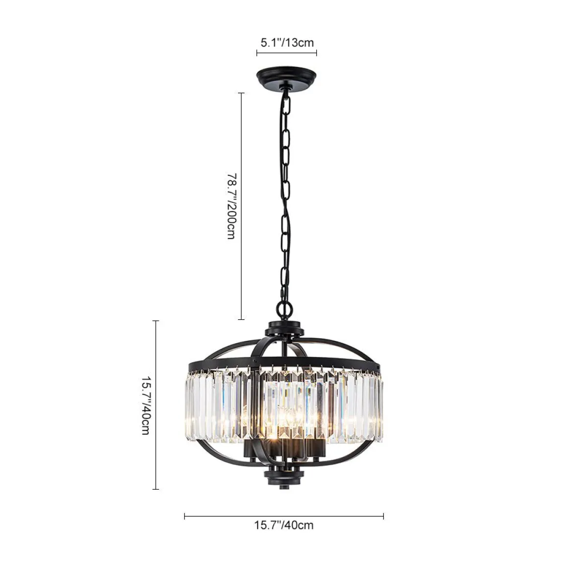 Glam 4-Light Faceted Crystal Round Cage Pendant