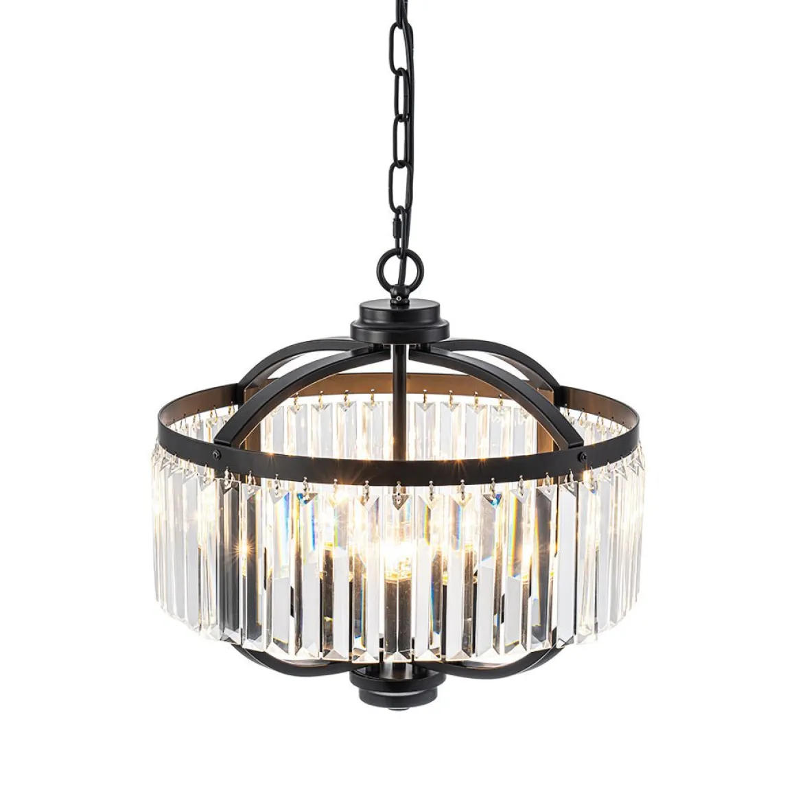 Glam 4-Light Faceted Crystal Round Cage Pendant