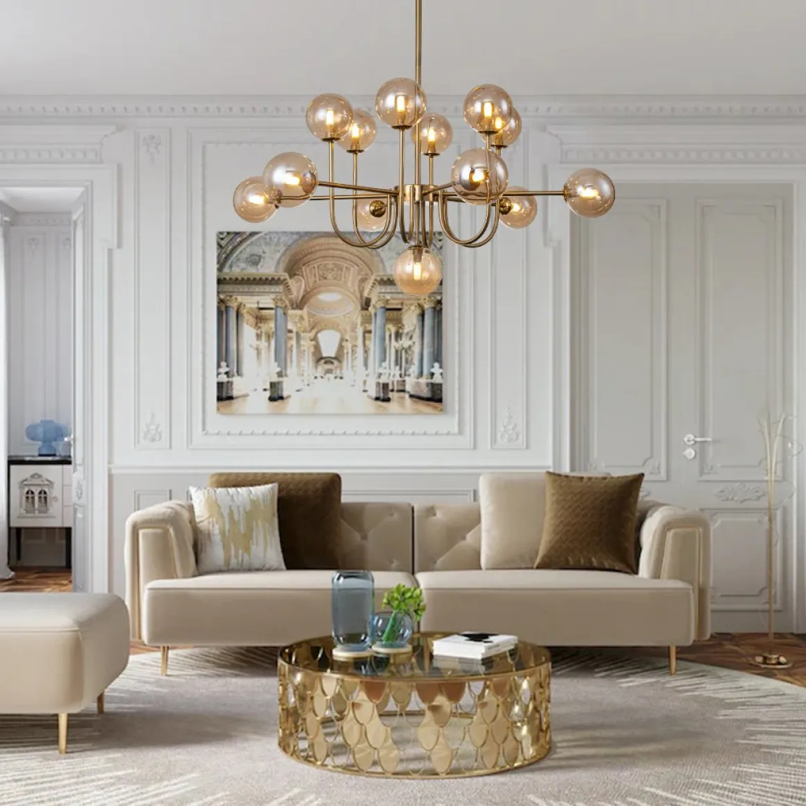 Glam 13-Light Sputnik Glass Globe Bubble Chandelier