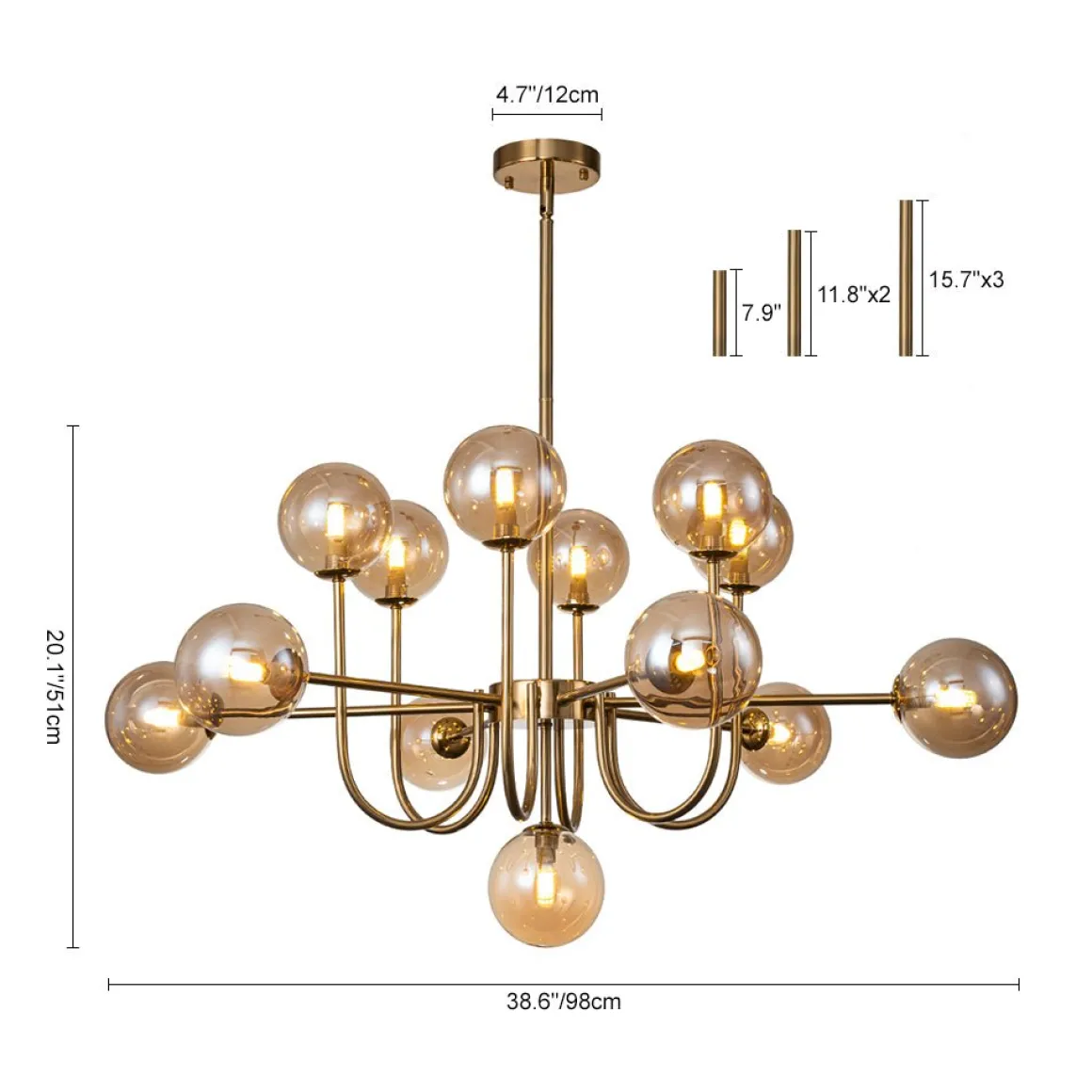 Glam 13-Light Sputnik Glass Globe Bubble Chandelier