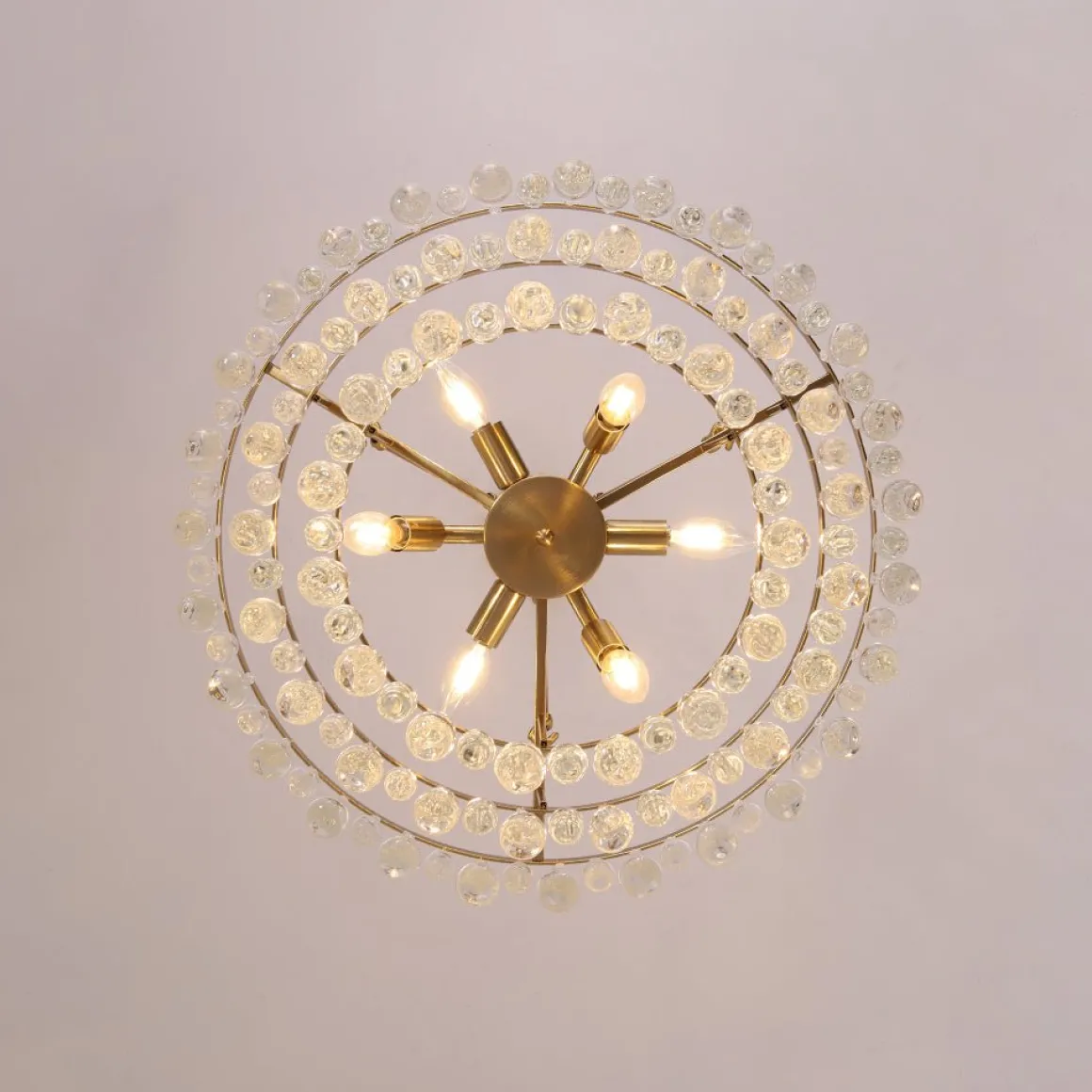 Glam Luxe Brass Tiered Crystal Raindrop Round Chandelier