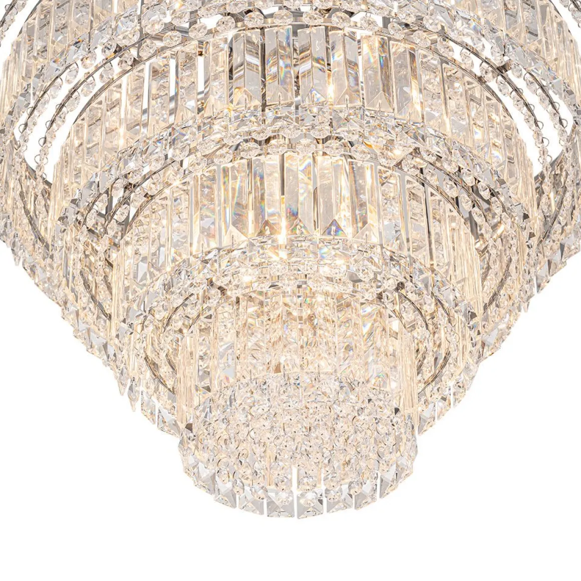 Glam Luxe Chrome 5-Tier Crystal Round Chandelier
