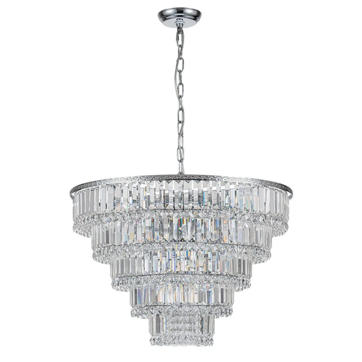 Glam Luxe Chrome 5-Tier Crystal Round Chandelier