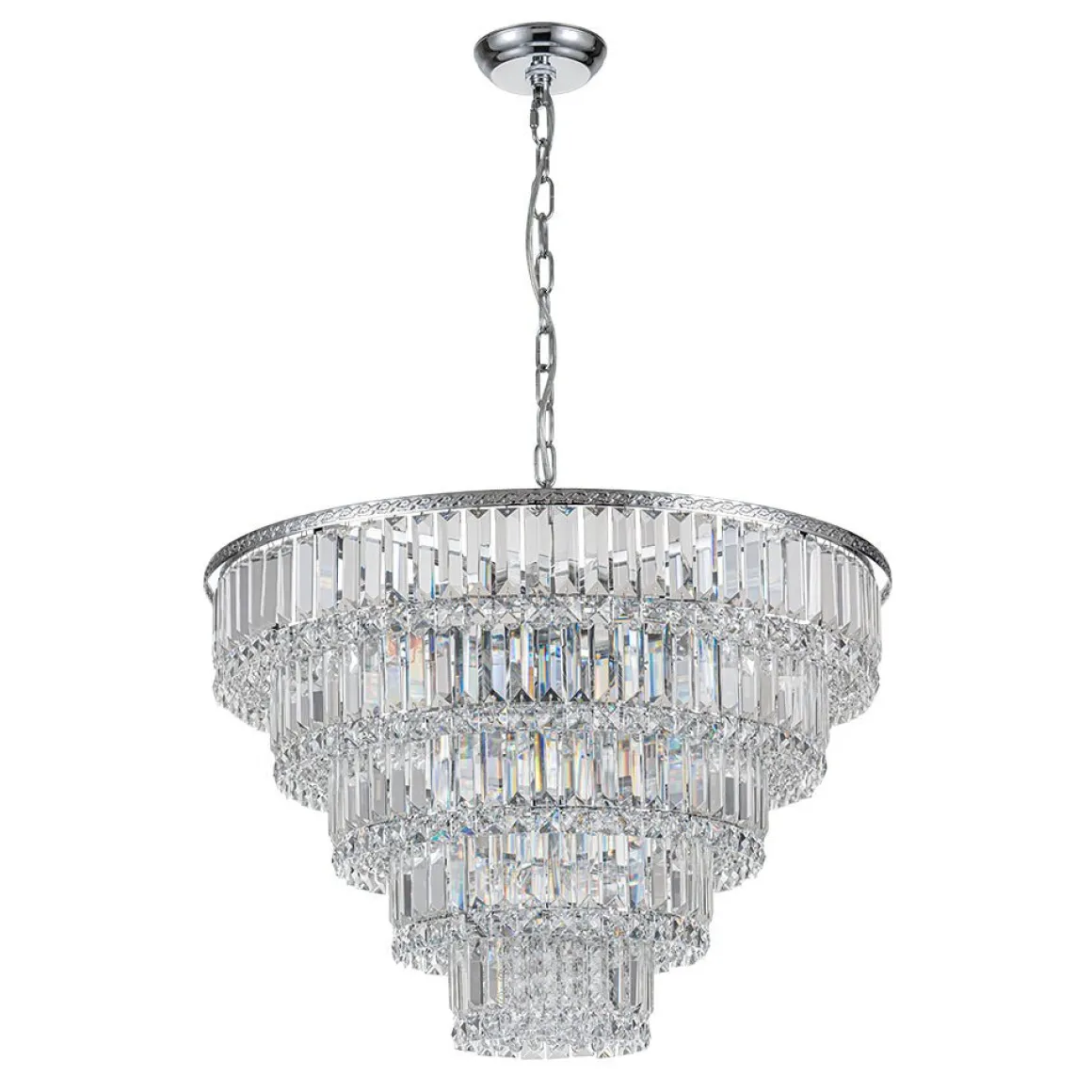 Glam Luxe Chrome 5-Tier Crystal Round Chandelier