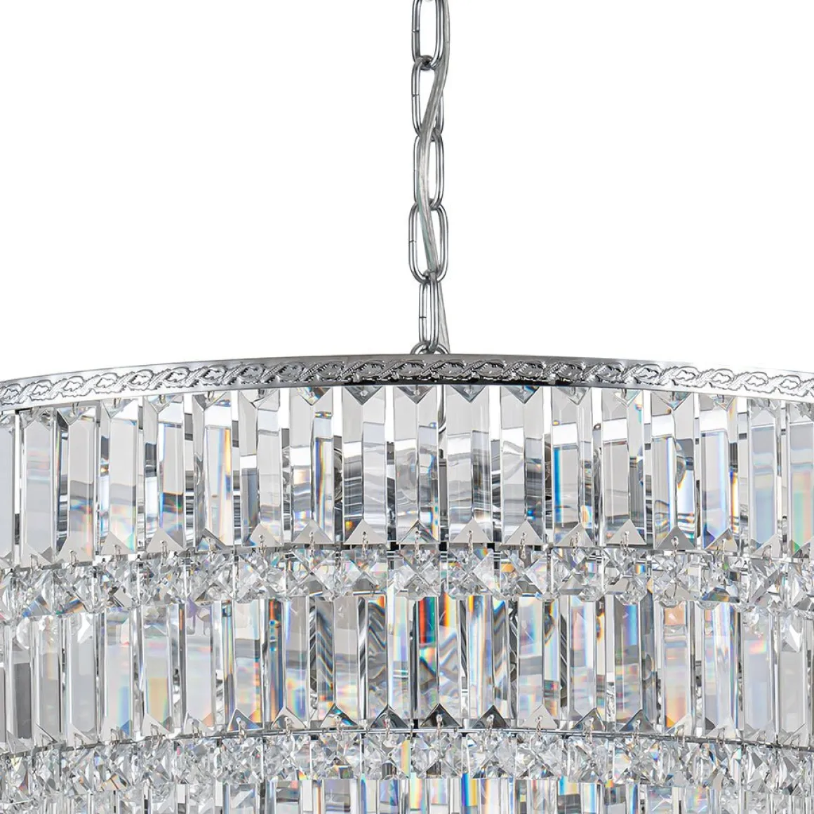 Glam Luxe Chrome 5-Tier Crystal Round Chandelier