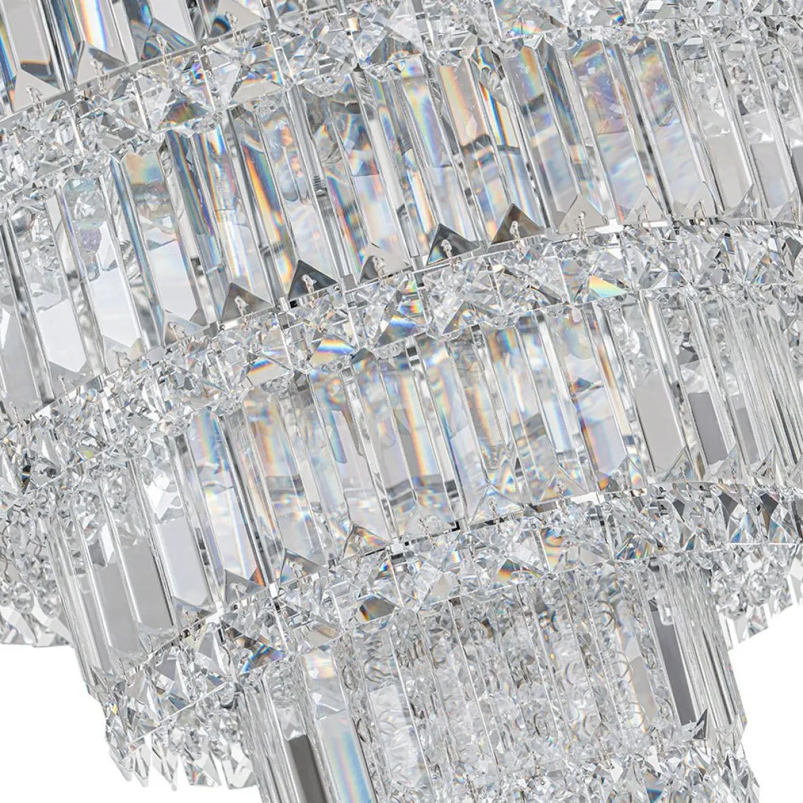Glam Luxe Chrome 5-Tier Crystal Round Chandelier