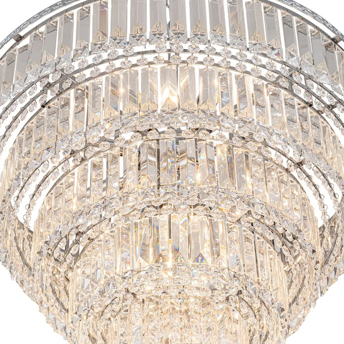 Glam Luxe Chrome 5-Tier Crystal Round Chandelier