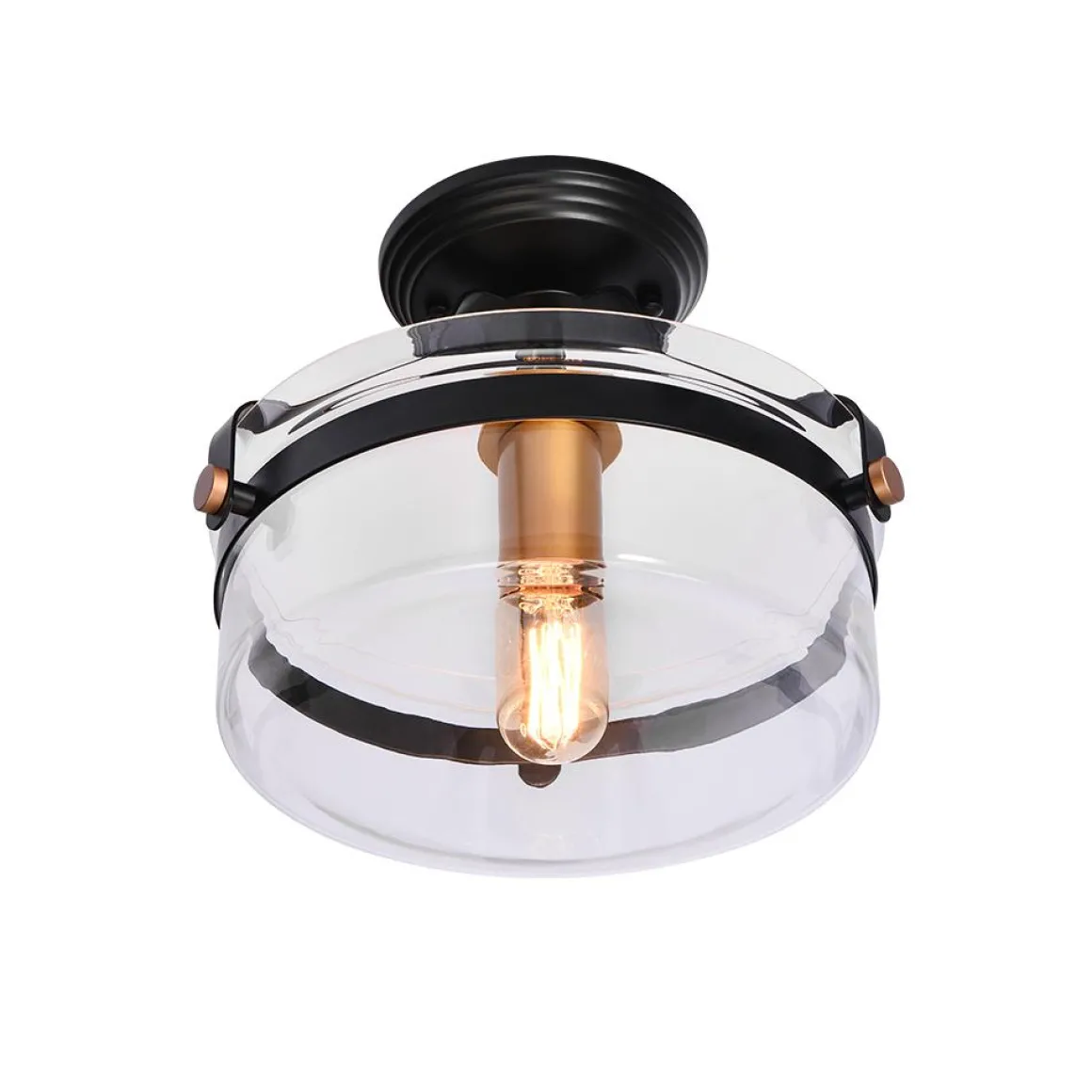 Glass Lantern Semi Flush Mount