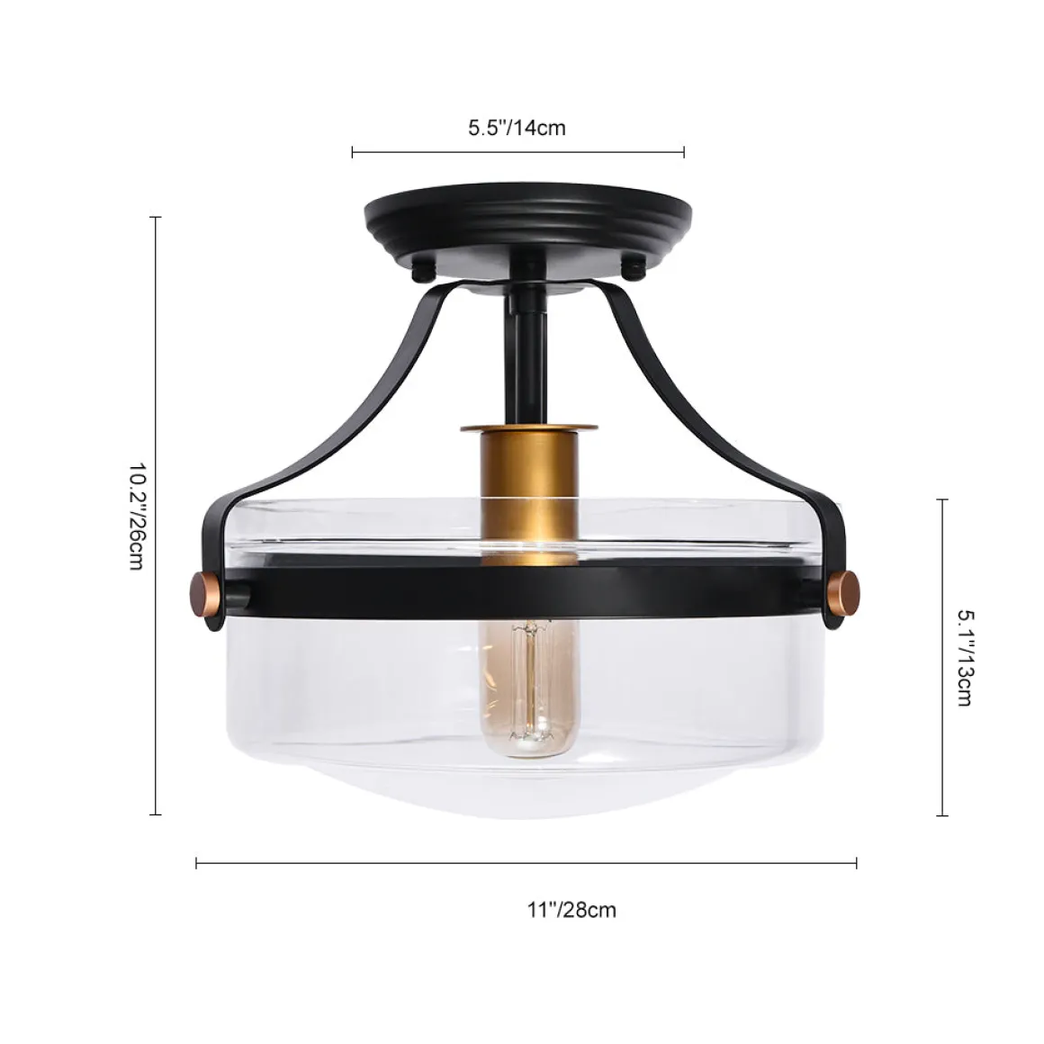 Glass Lantern Semi Flush Mount