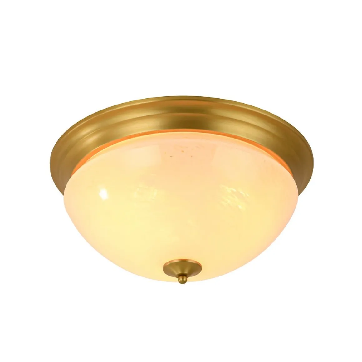 Gold Mid-Century Alabaster Glass Shade Flush Mount Light