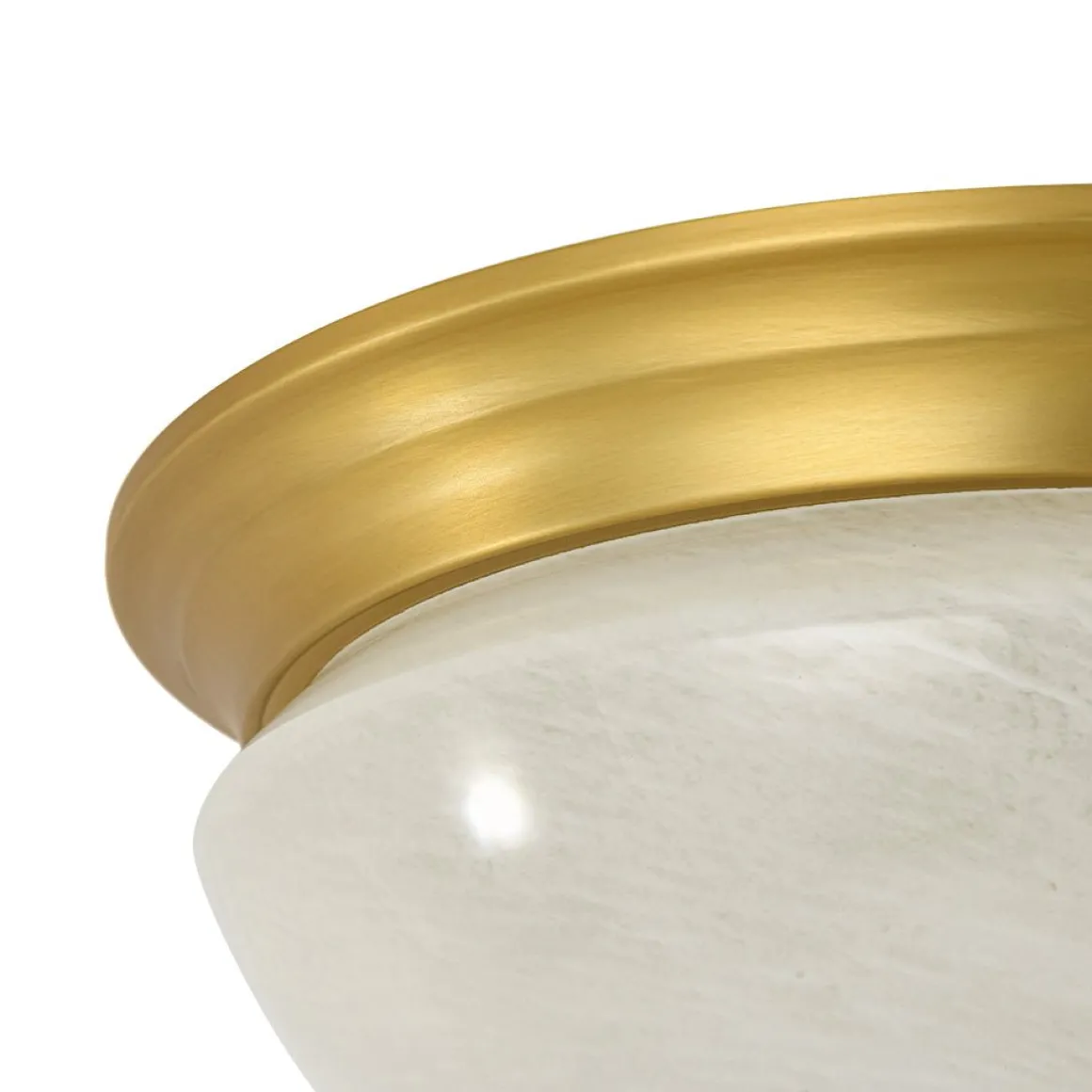 Gold Mid-Century Alabaster Glass Shade Flush Mount Light