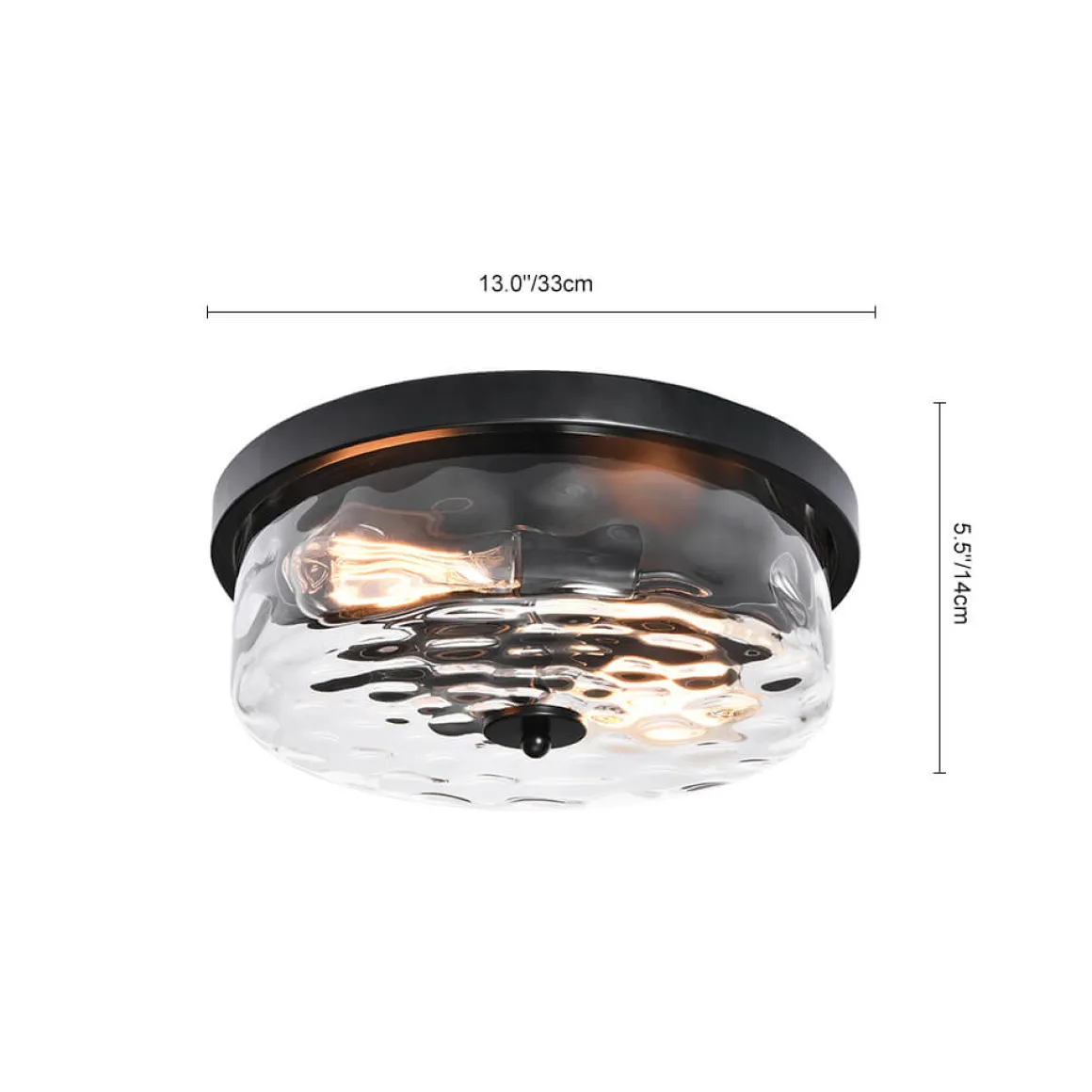 Hammered Glass Flush Mount Ceiling Light