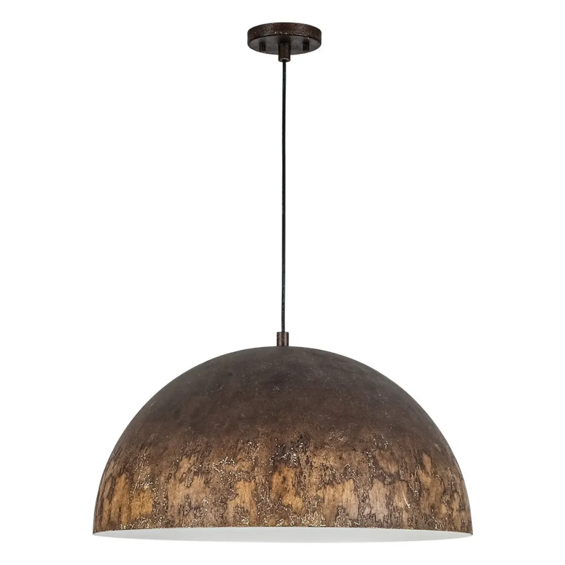Hand-Applied Aged Bronze Patina Oversized Metal Dome Pendant
