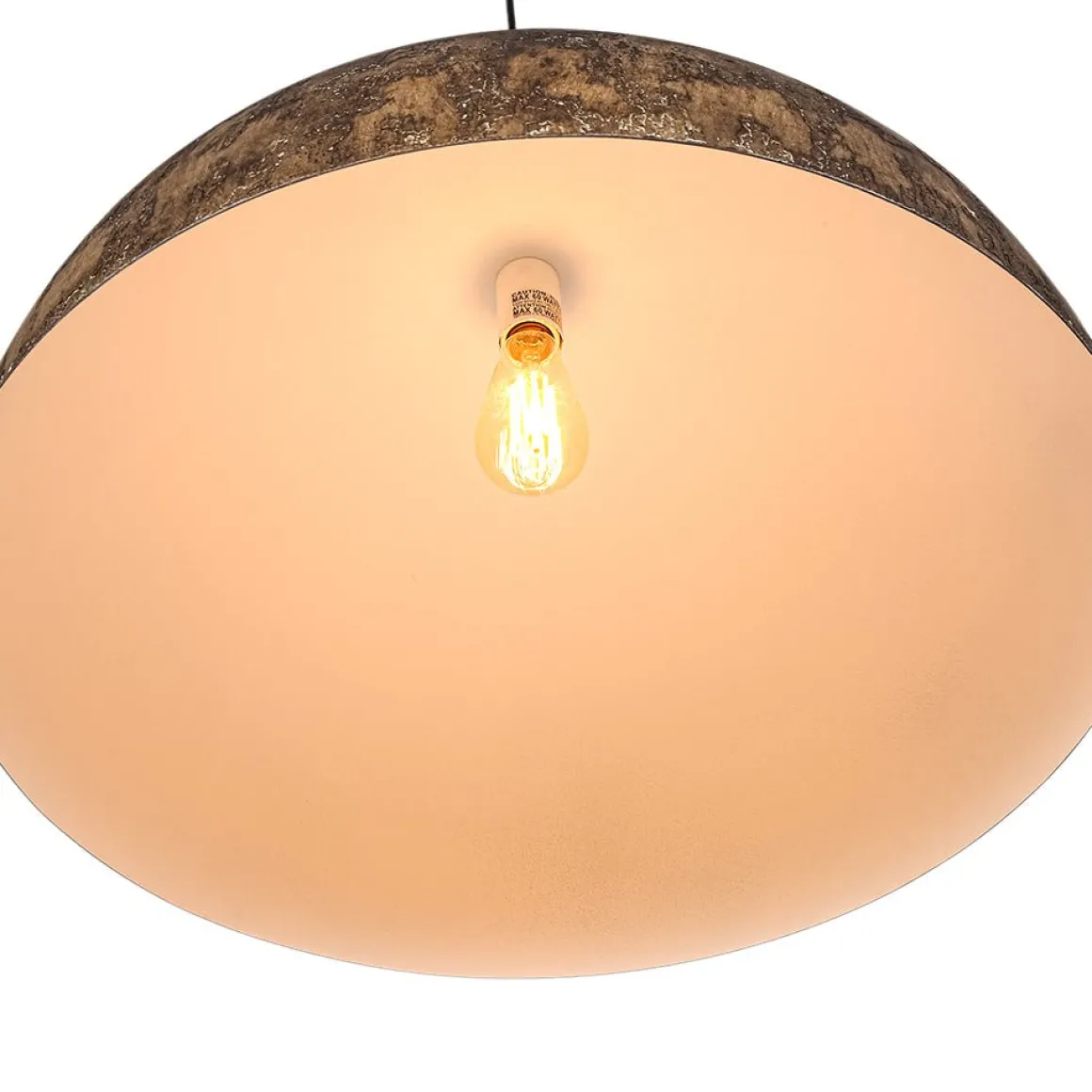 Hand-Applied Aged Bronze Patina Oversized Metal Dome Pendant