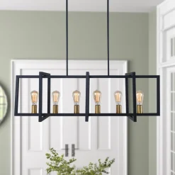 Industrial Farmhouse Rectangular Kitchen Island Pendant