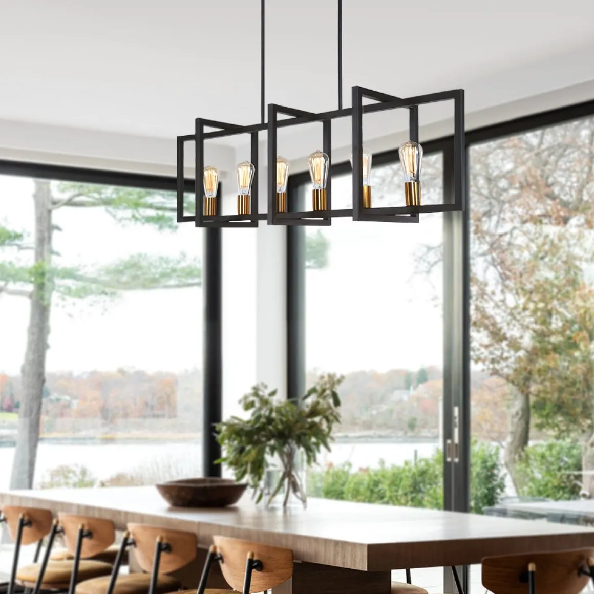 Industrial Farmhouse Rectangular Kitchen Island Pendant