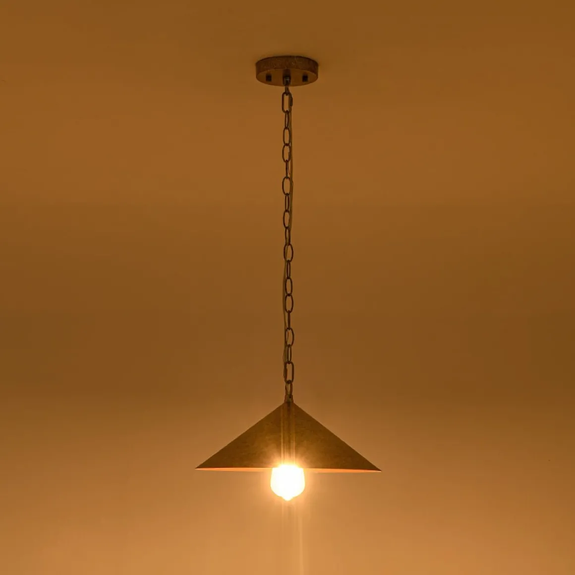 Industrial 1-Light Rusty Silver Iron Cone Kitchen Pendant