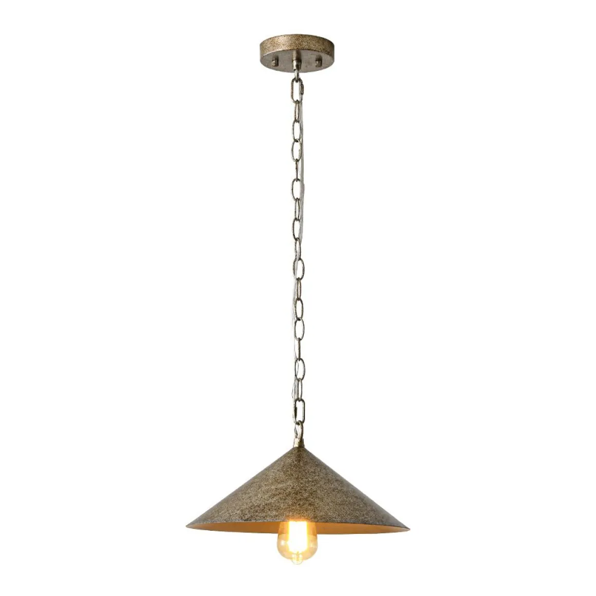Industrial 1-Light Rusty Silver Iron Cone Kitchen Pendant