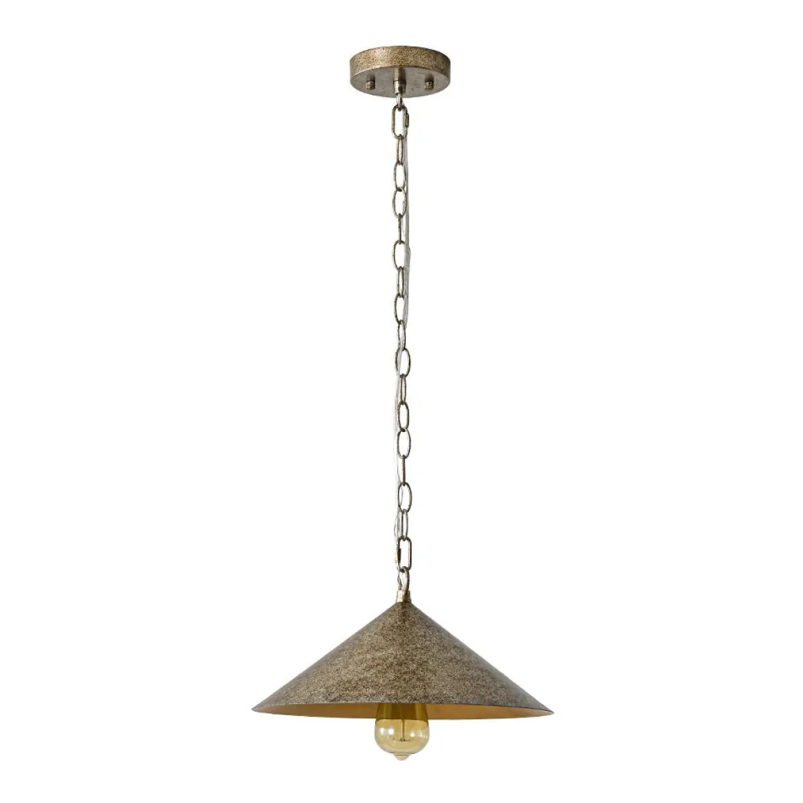 Industrial 1-Light Rusty Silver Iron Cone Kitchen Pendant