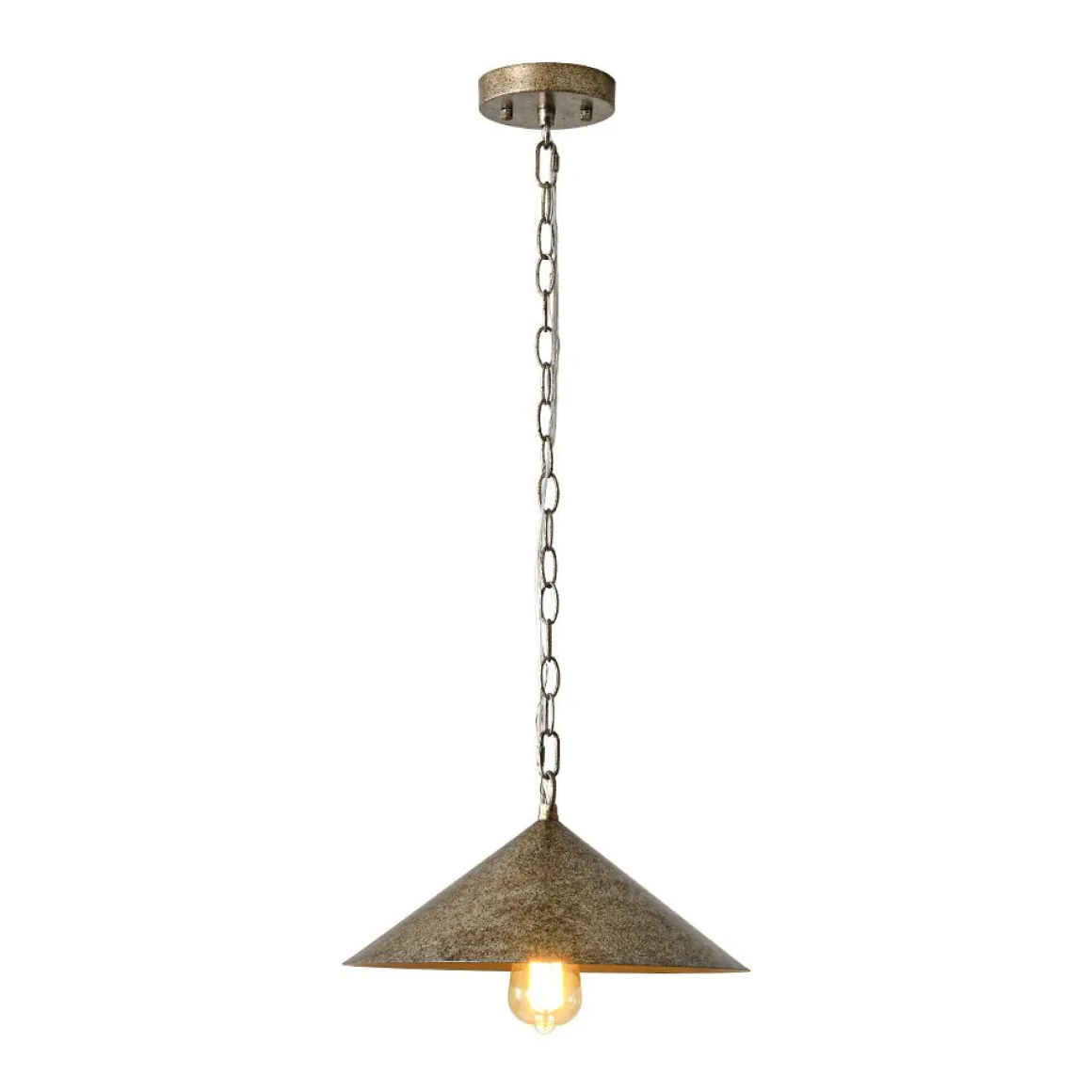 Industrial 1-Light Rusty Silver Iron Cone Kitchen Pendant