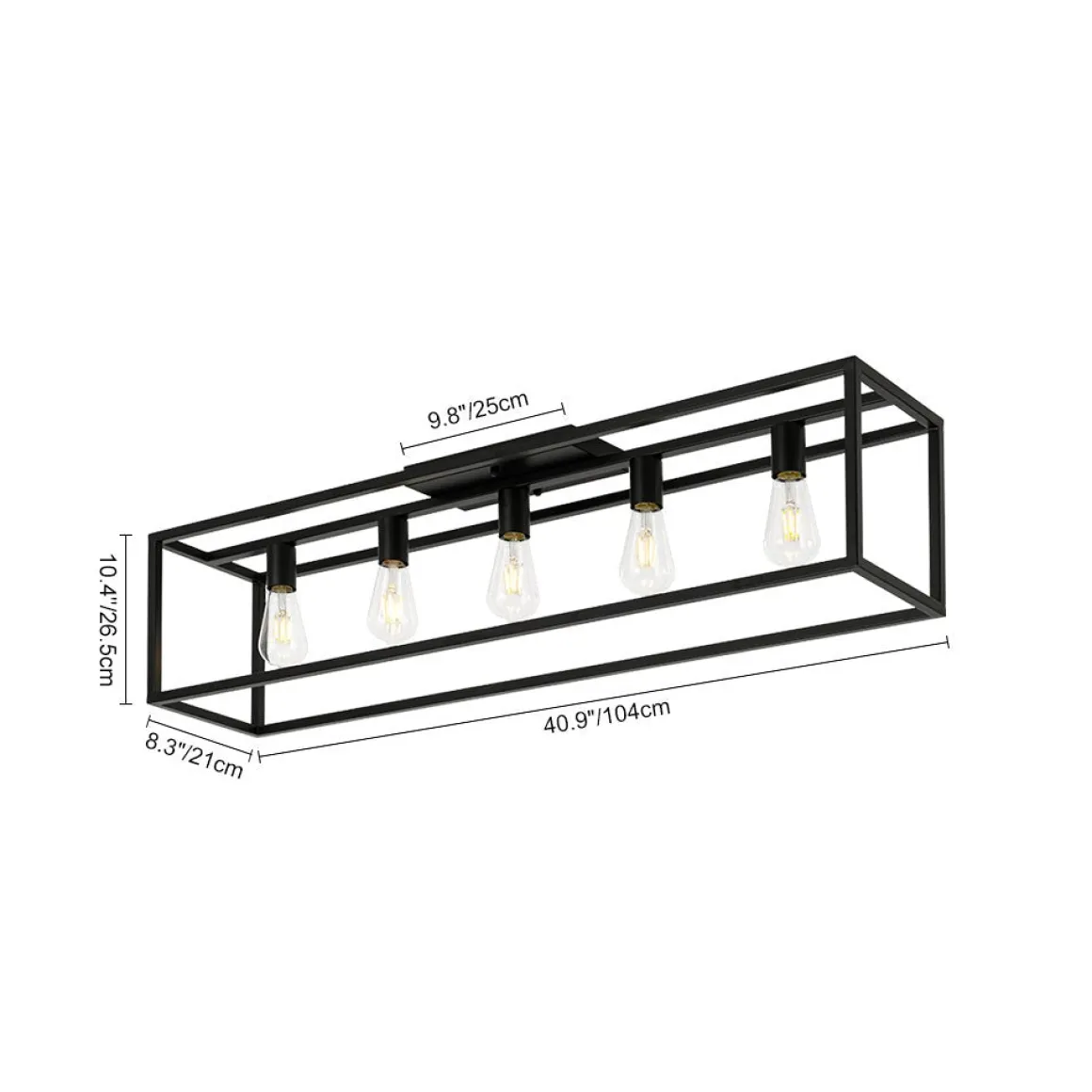 Industrial Minimalist Rectangle Cage Semi Flush Mount