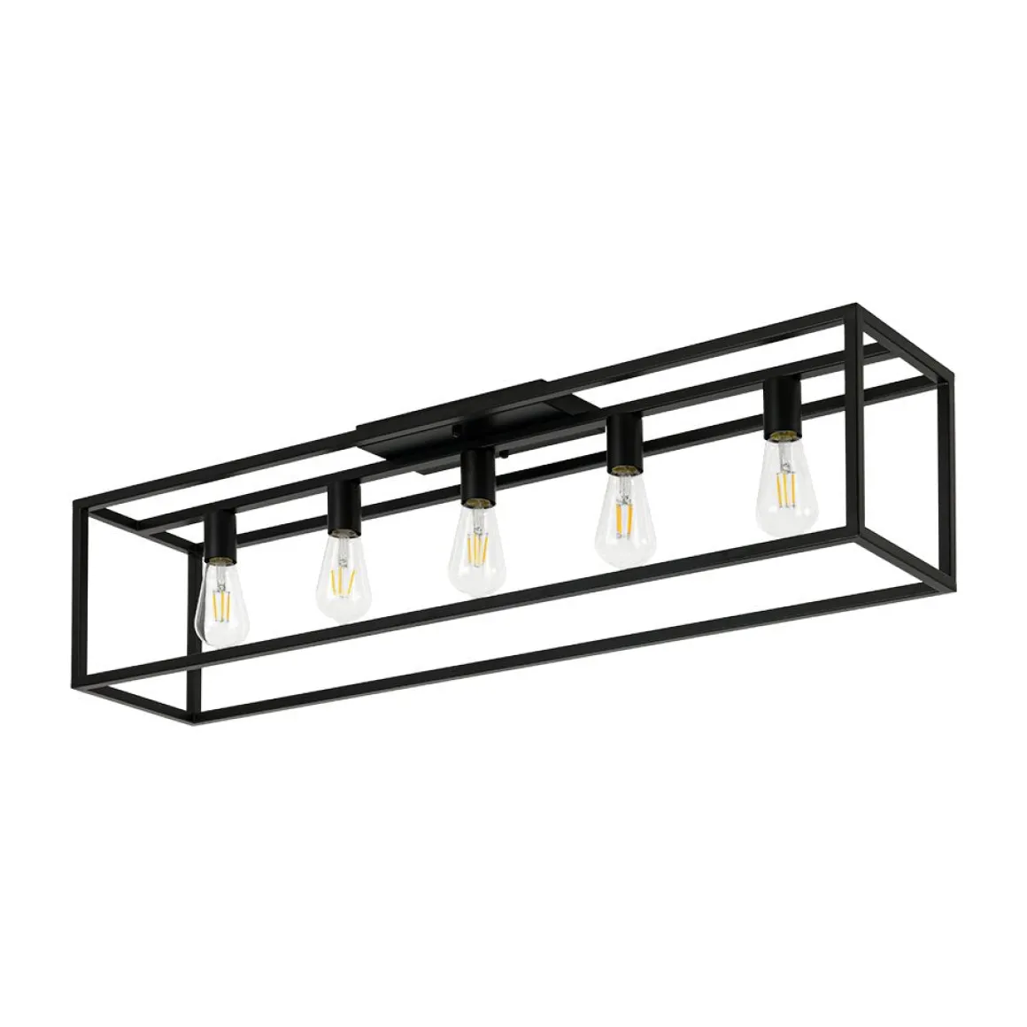 Industrial Minimalist Rectangle Cage Semi Flush Mount
