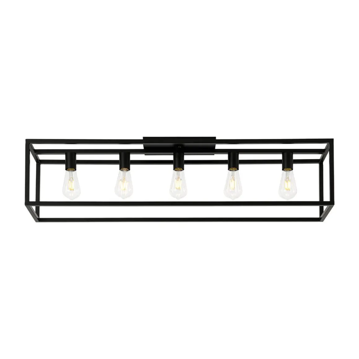 Industrial Minimalist Rectangle Cage Semi Flush Mount