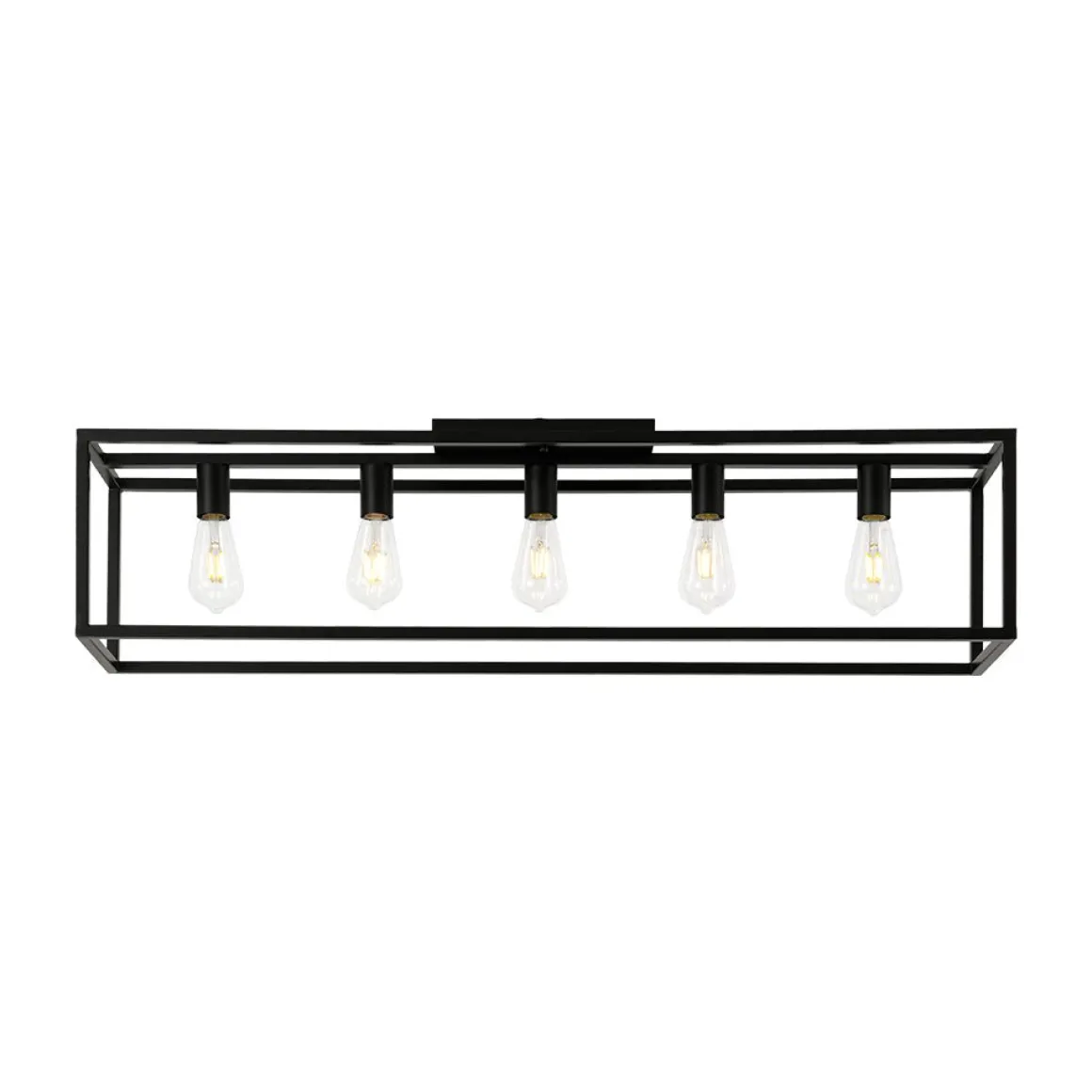Industrial Minimalist Rectangle Cage Semi Flush Mount
