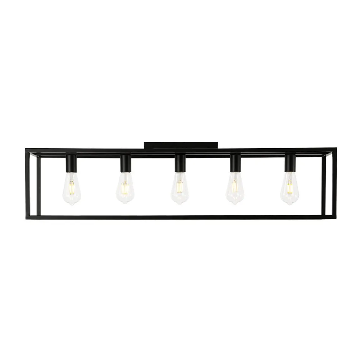 Industrial Minimalist Rectangle Cage Semi Flush Mount