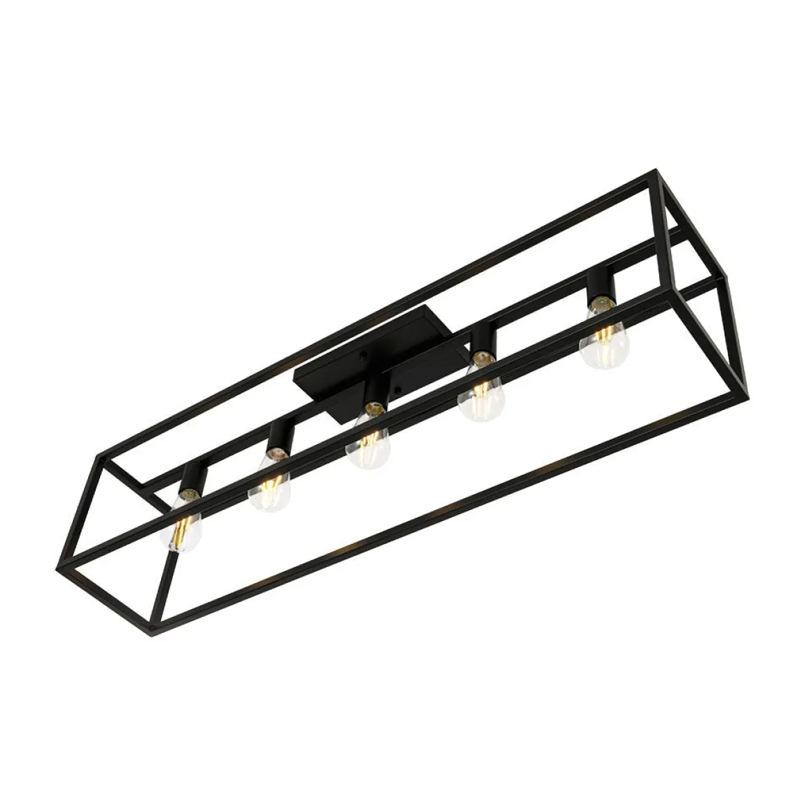 Industrial Minimalist Rectangle Cage Semi Flush Mount