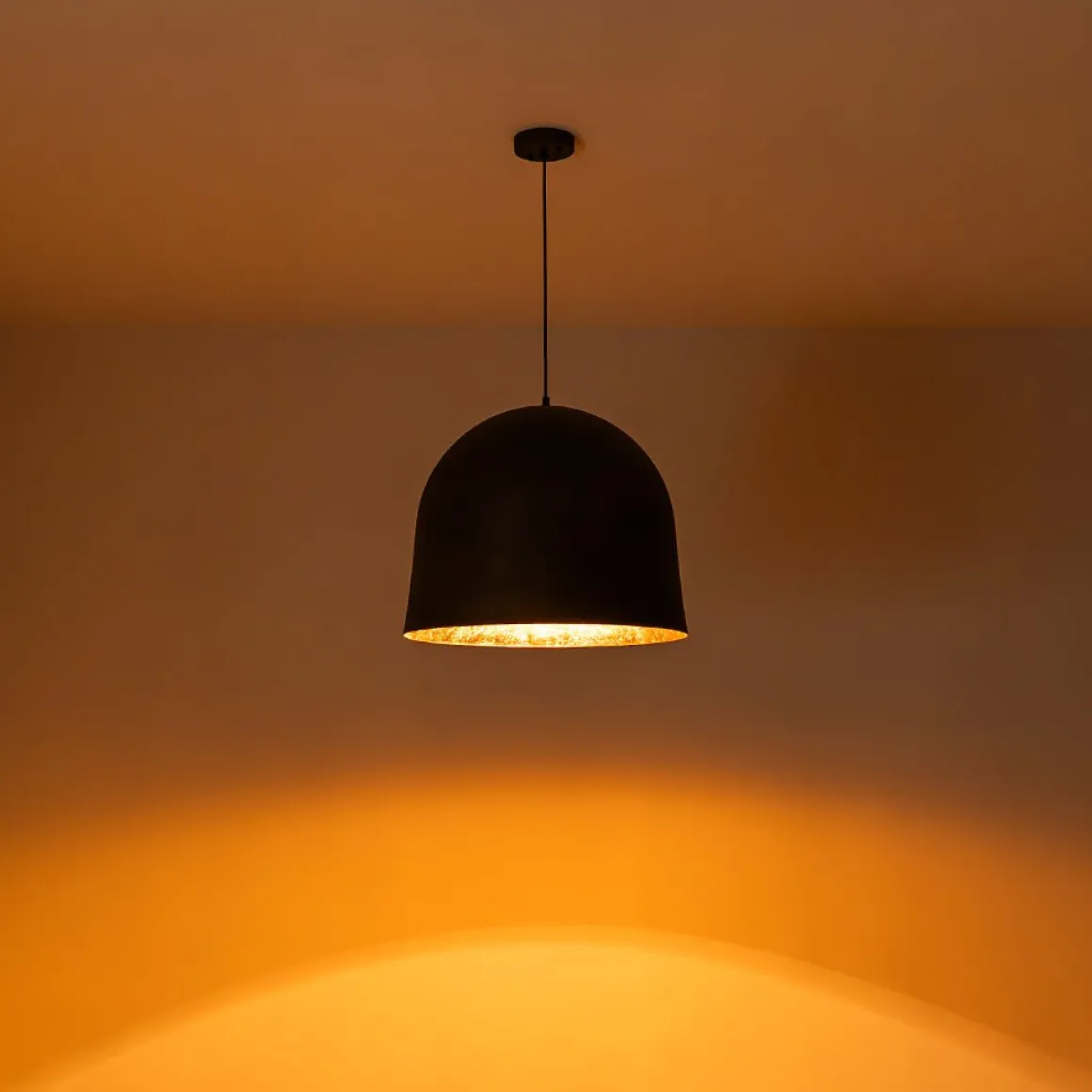 Industrial Oversized Iron Bell Dome Pendant Light Black Gold Powder