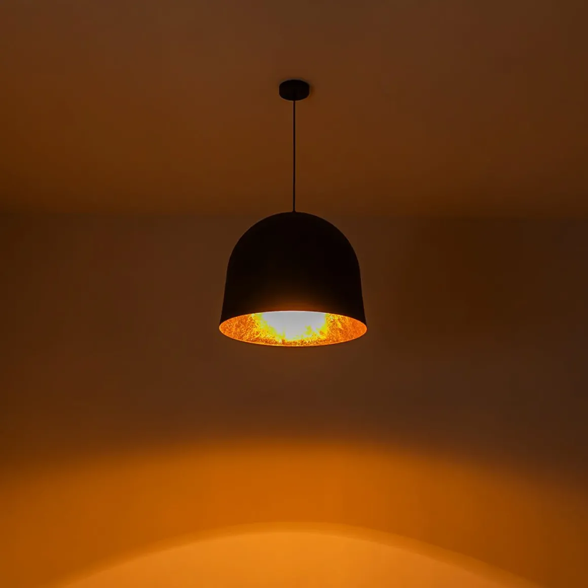 Industrial Oversized Iron Bell Dome Pendant Light Black Gold Powder