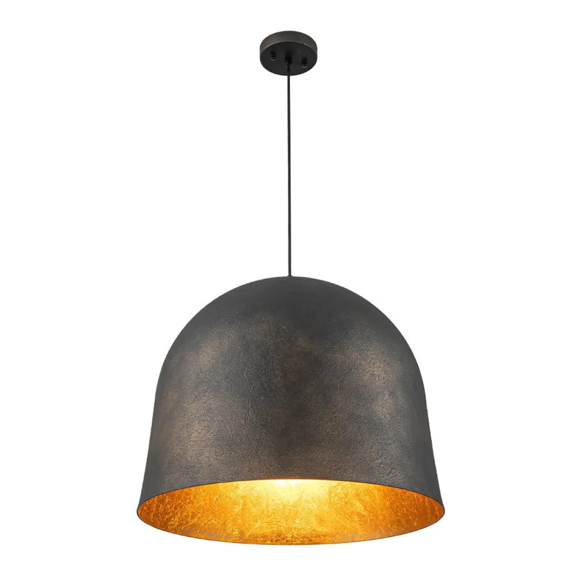 Industrial Oversized Iron Bell Dome Pendant Light Black Gold Powder
