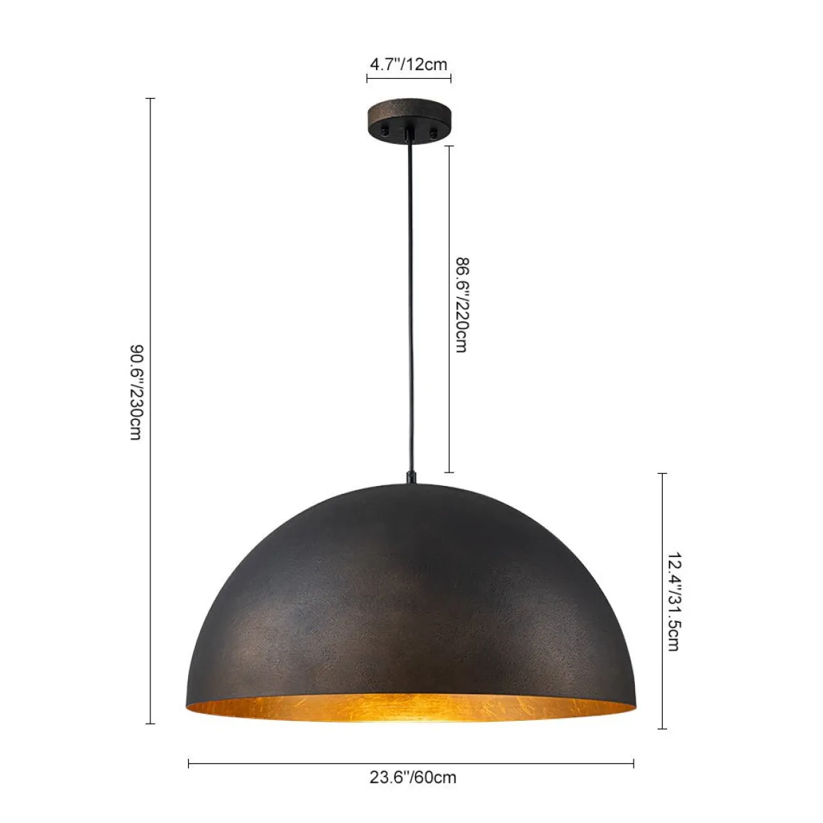Industrial Oversized Large Metal Dome Pendant Light