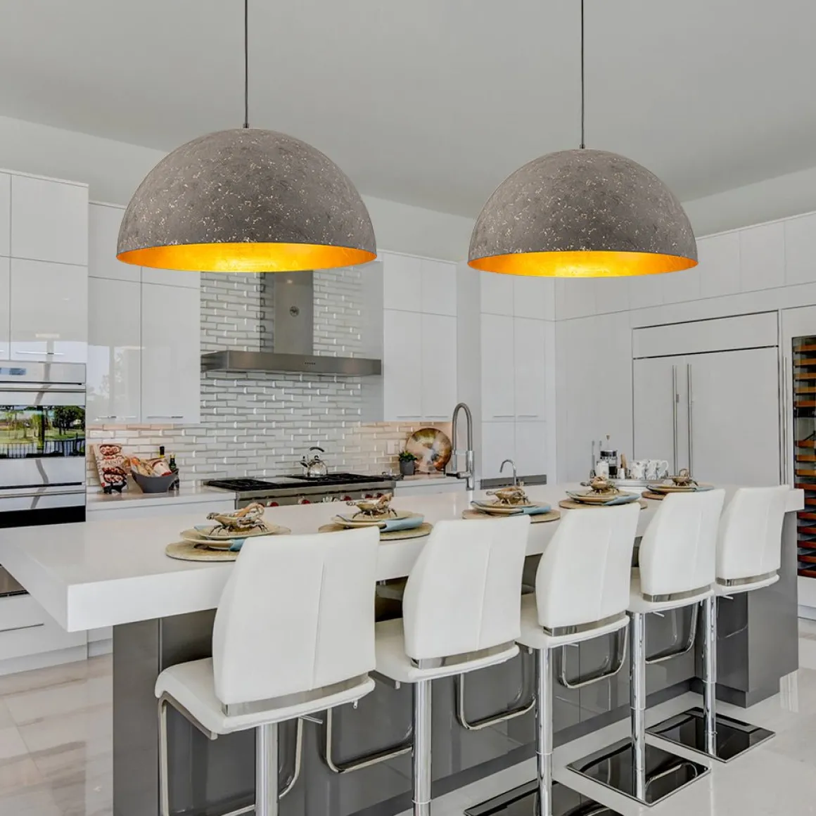 Industrial Oversized Large Metal Dome Pendant Light