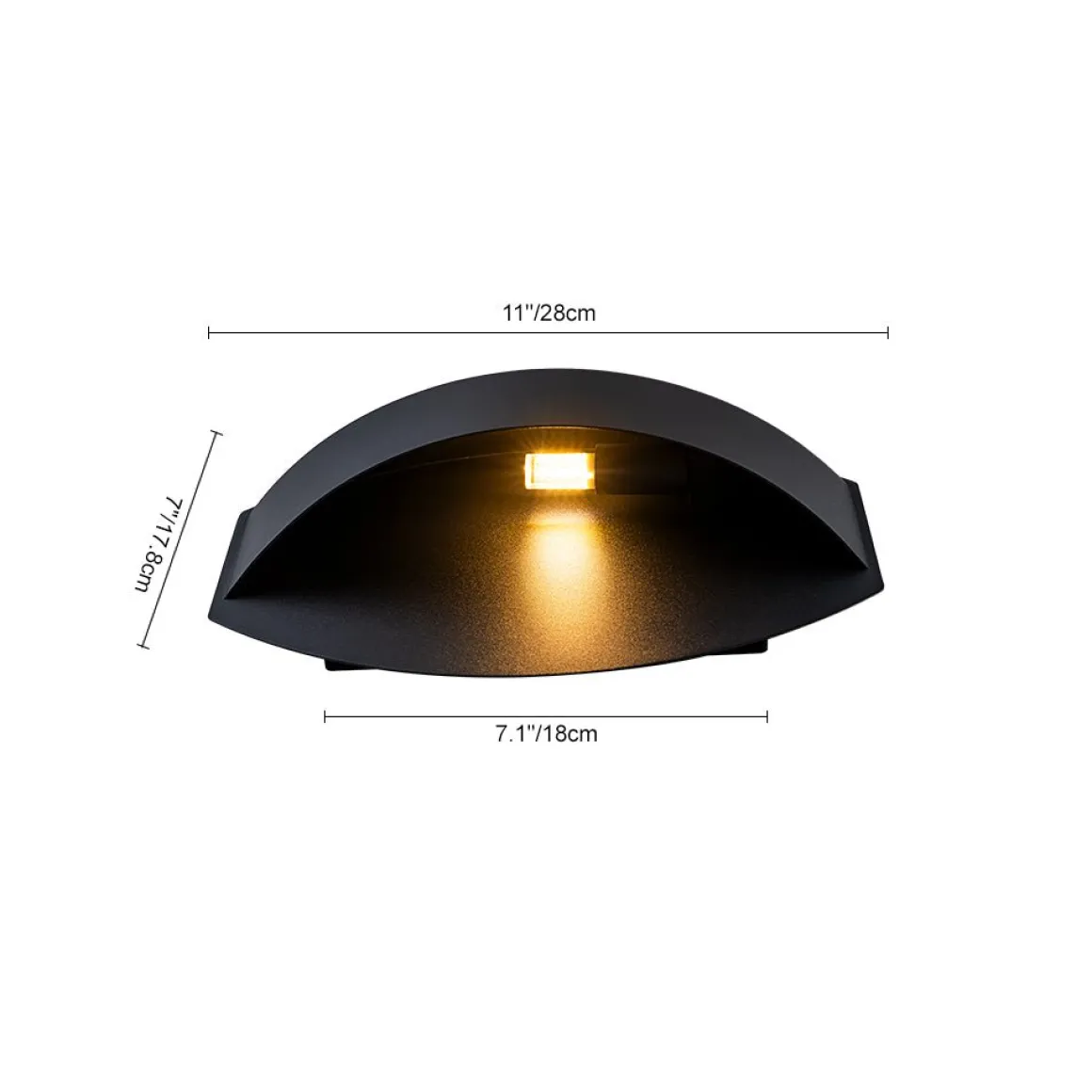 IP23 Black Flat Oval 1-Light Iron Outdoor Wall Sconce