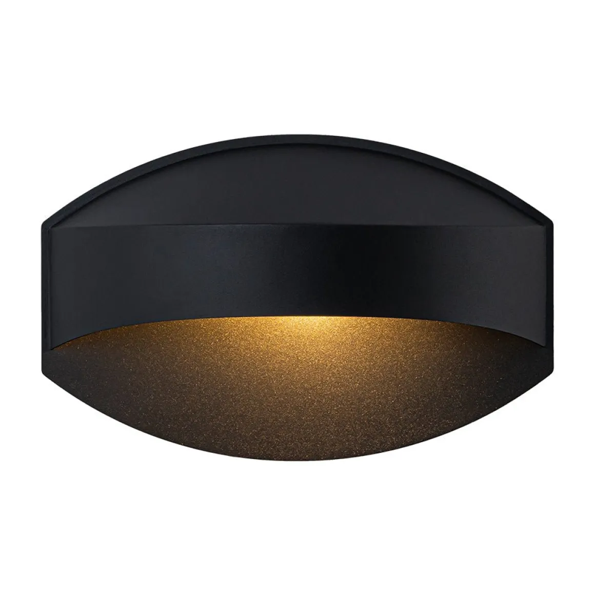 IP23 Black Flat Oval 1-Light Iron Outdoor Wall Sconce