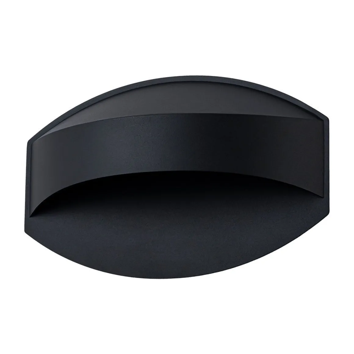 IP23 Black Flat Oval 1-Light Iron Outdoor Wall Sconce