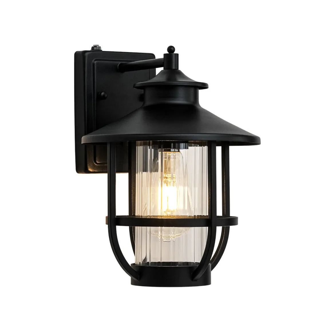 IP23 Black 1-Light Manor Wire Cage Outdoor Wall Sconce