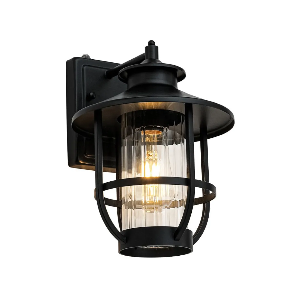 IP23 Black 1-Light Manor Wire Cage Outdoor Wall Sconce