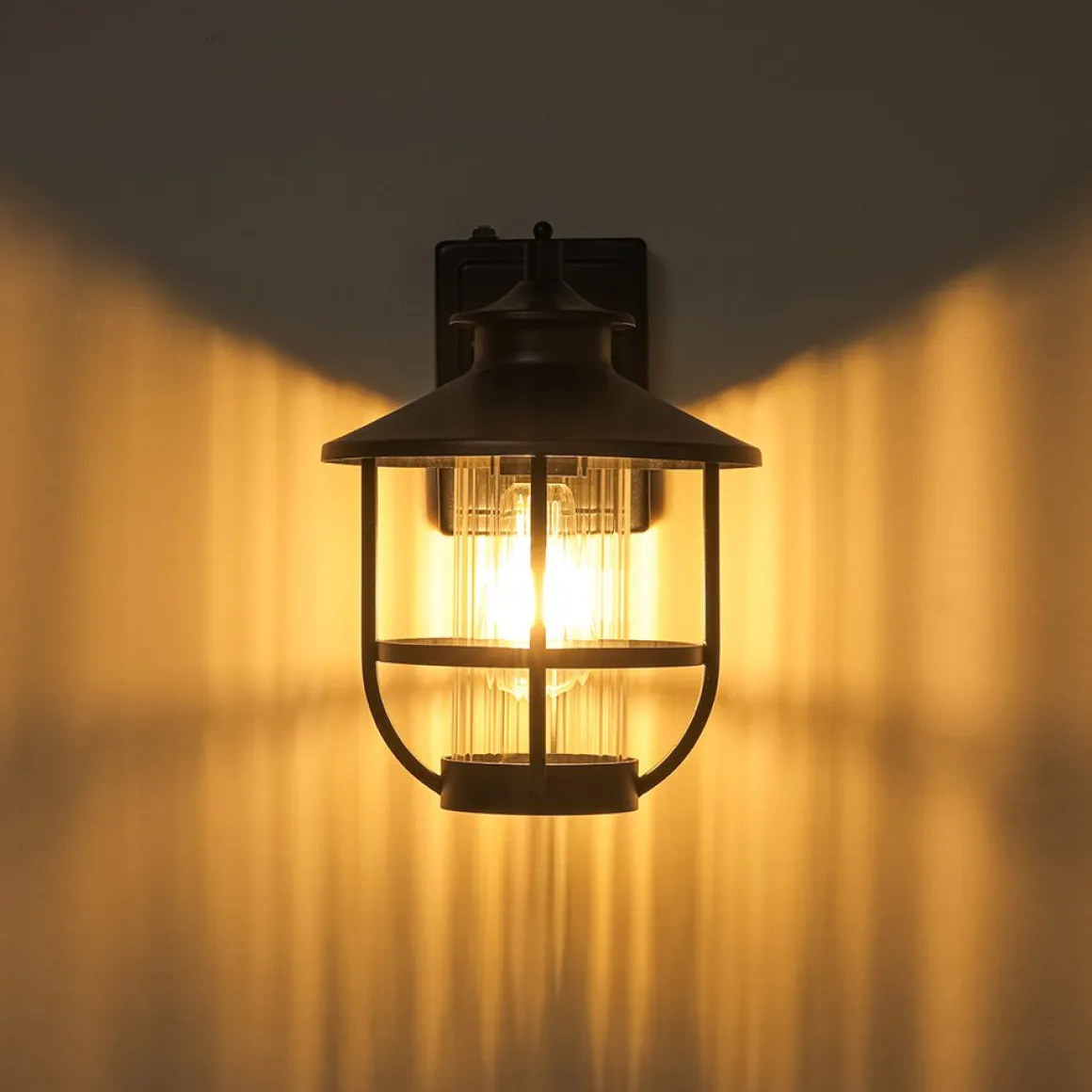 IP23 Black 1-Light Manor Wire Cage Outdoor Wall Sconce