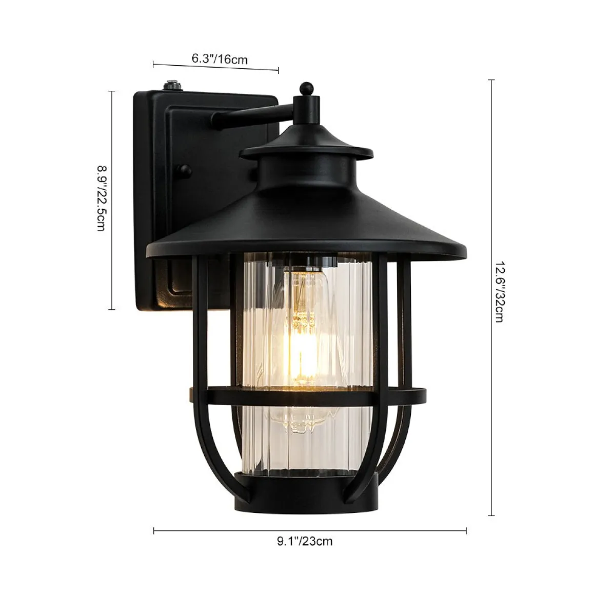 IP23 Black 1-Light Manor Wire Cage Outdoor Wall Sconce