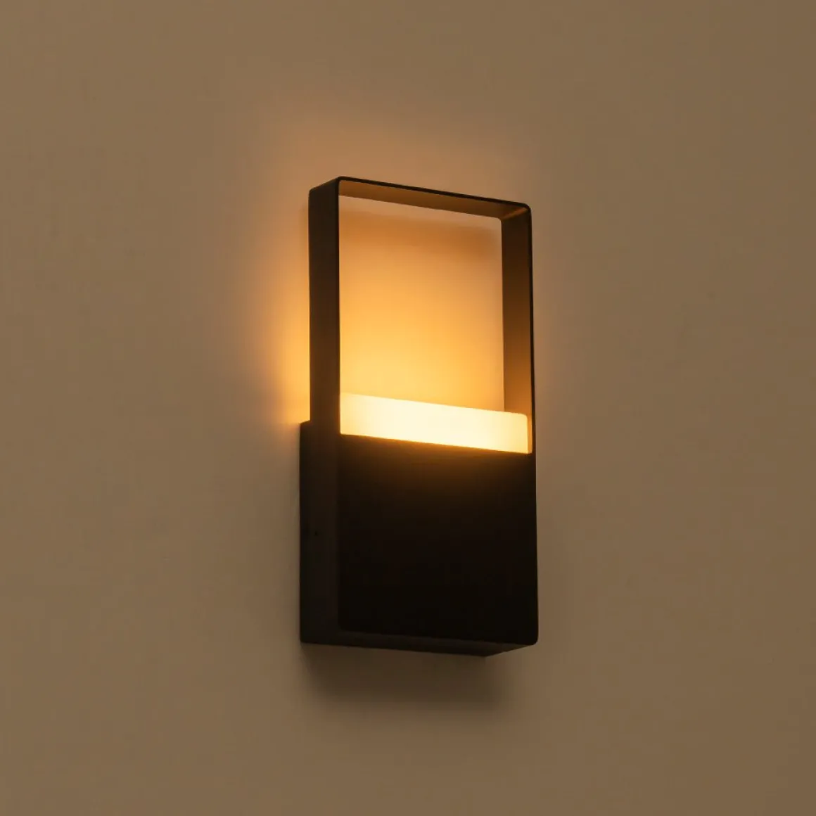 IP54 Black Rectangular Dimmable LED Outdoor Wall Lamp