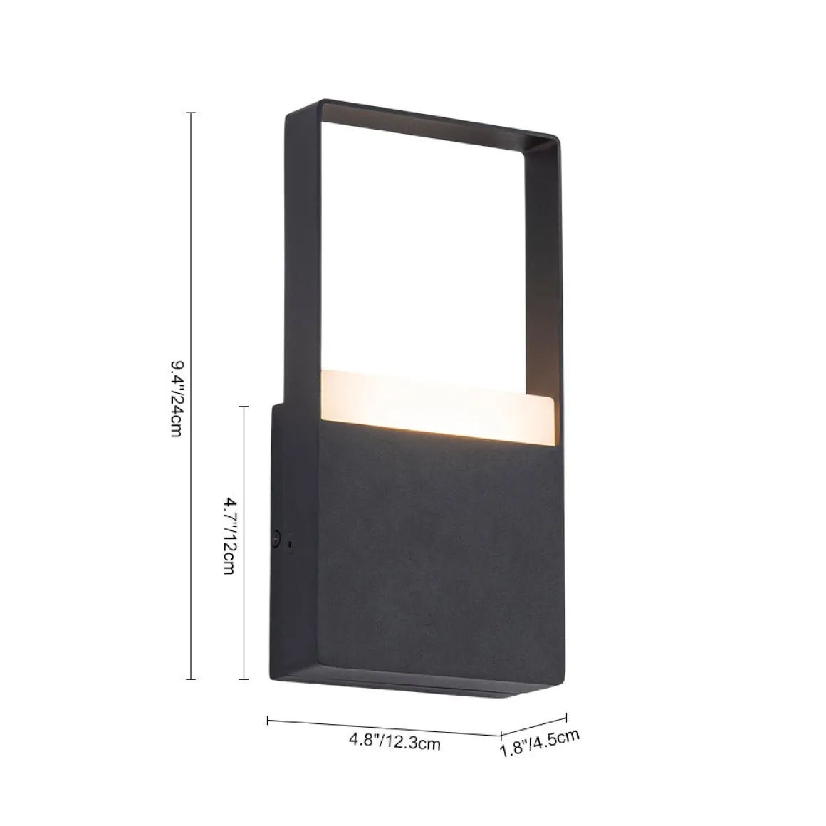 IP54 Black Rectangular Dimmable LED Outdoor Wall Lamp