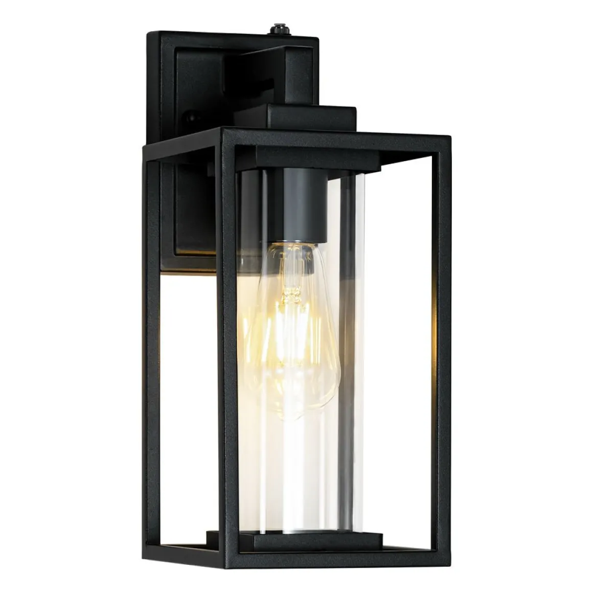 IP23 Black Rectangular Outdoor Lantern Wall Sconce