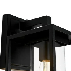 IP23 Black Rectangular Outdoor Lantern Wall Sconce